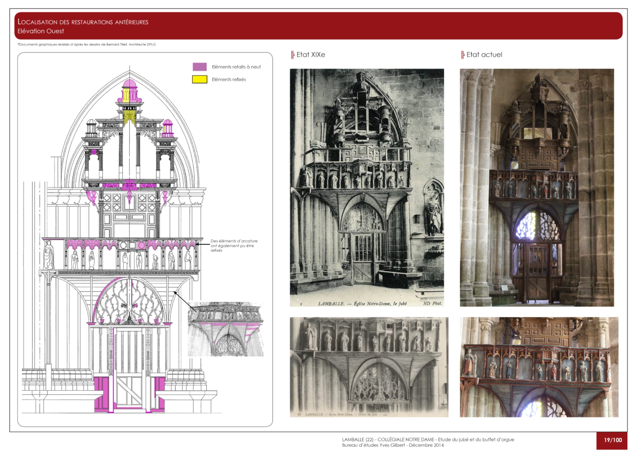 Lamballe - Collégiale Notre-Dame - Etude du jubé et du buffet d'orgue